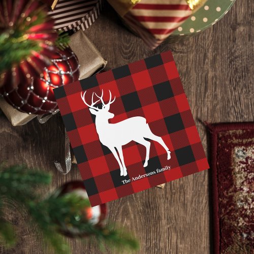 Red Buffalo Plaid  Deer  Personal Name Gift