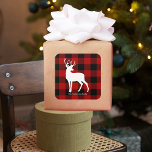 Red Buffalo Plaid & Deer | Personal Name Gift Square Sticker<br><div class="desc">Embrace the rustic charm of the great outdoors with our Red Buffalo Plaid & Deer Personalized Name Gift! Whether you're shopping for yourself or looking for a thoughtful gift,  this design brings a touch of wilderness to any occasion.</div>