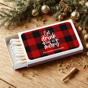 Red Buffalo Plaid “Eat, Drink & Be Merry” Matchboxes