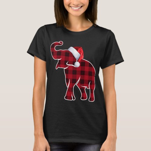 Red Buffalo Plaid Elephant Christmas Pajamas Famil T_Shirt