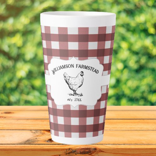 Red Buffalo Plaid Farm Chicken Latte Mug