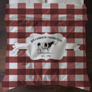Red Buffalo Plaid Farm Cow Duvet Cover
