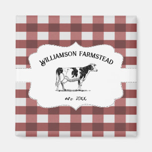 Red Buffalo Plaid Farm Cow Magnet