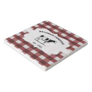 Red Buffalo Plaid Farm Cow Trivet