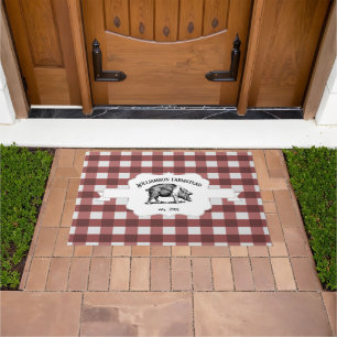 Red Buffalo Plaid Farm Pig Doormat