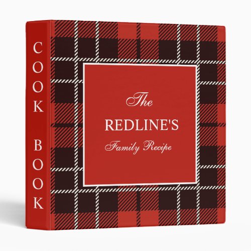 Red Buffalo Plaid Farmhouse  Family Recipe 3 Ring Binder