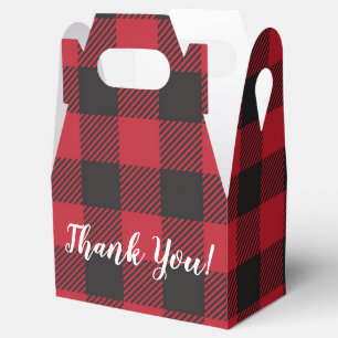 Red Buffalo Plaid Favor Box with editable text