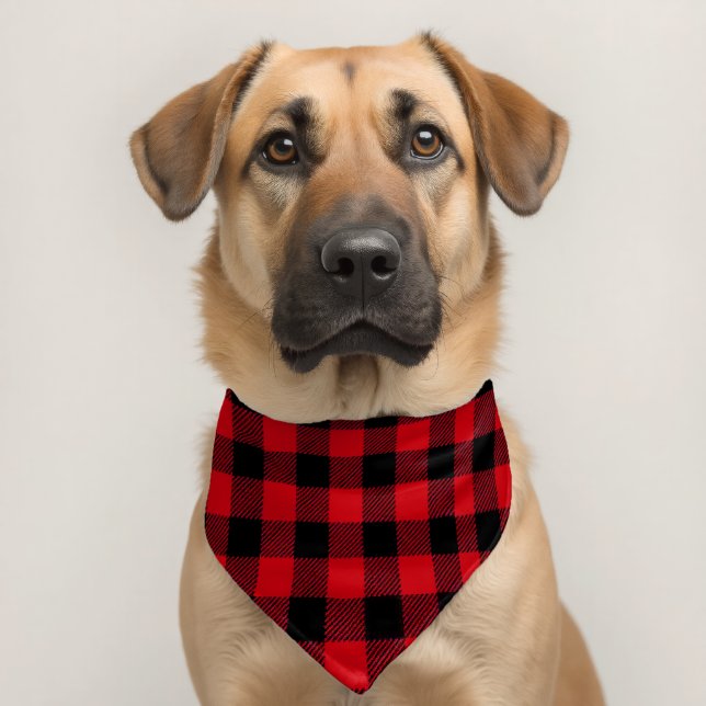 Red Buffalo Plaid Flannel Style Pet Bandana Collar (Dog 2)