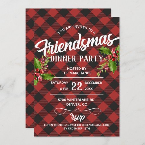 Red Buffalo Plaid  Friendsmas Party Invite