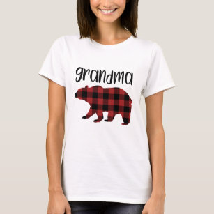 Red Buffalo Plaid Grandma Bear Holiday Gift T-Shirt