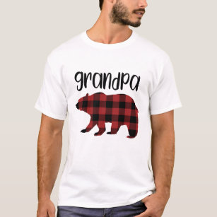 Red Buffalo Plaid Grandpa Bear Holiday Gift T-Shirt