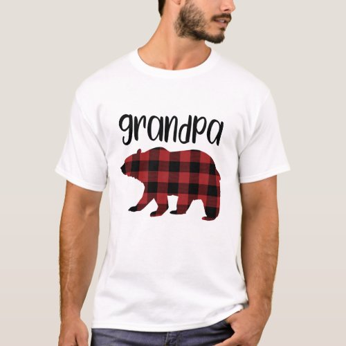 Red Buffalo Plaid Grandpa Bear Holiday Gift T_Shirt