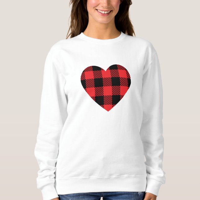 Red Buffalo Plaid Heart  Sweatshirt (Front)