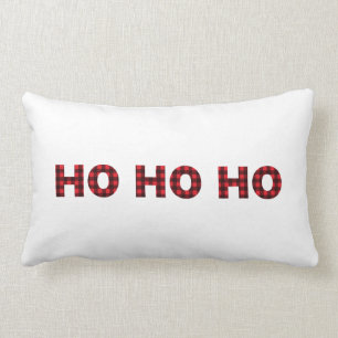 Red Buffalo Plaid Ho Ho Ho Christmas Pillow