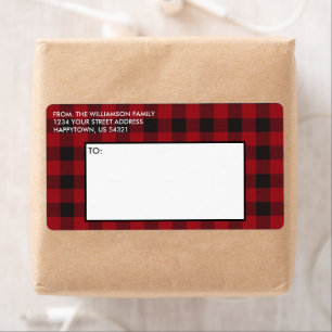 Red Buffalo Plaid Holiday Address Mailing Label