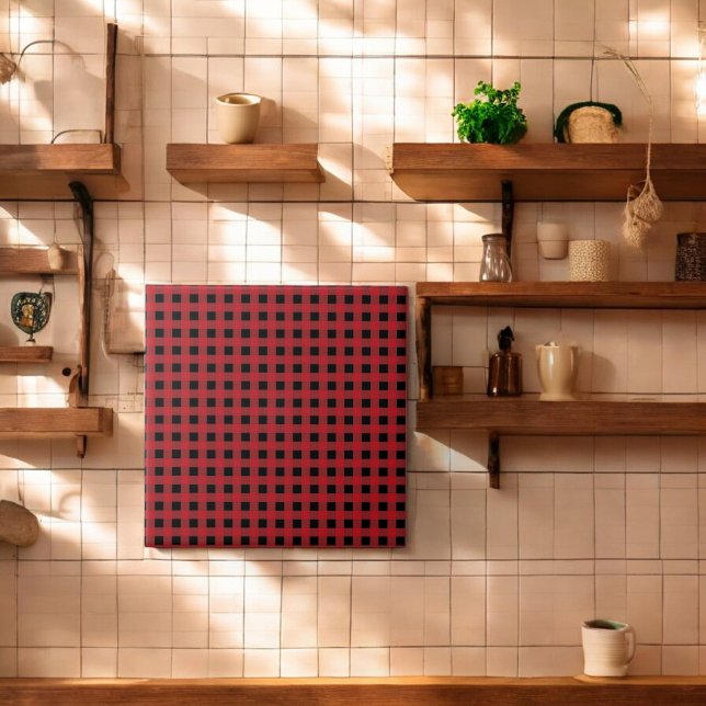 Red Buffalo Plaid Holiday Ceramic Tile (Creator Uploaded)