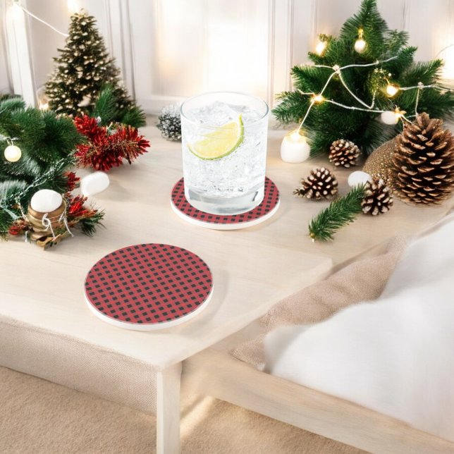 Red Buffalo Plaid Holiday Coaster (Creator Uploaded)