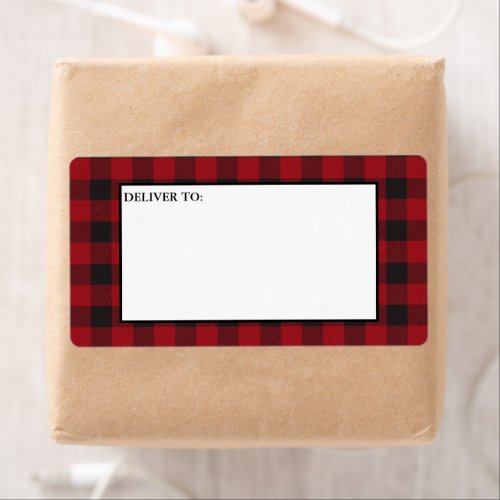 Red Buffalo Plaid Holiday Mailing Label