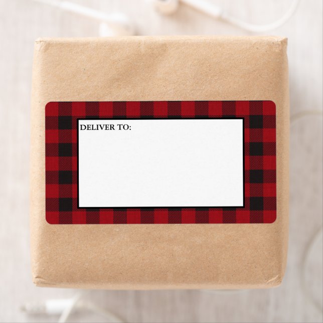 Red Buffalo Plaid Holiday Mailing Label (Insitu)