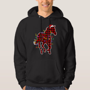 Red Buffalo Plaid Horse Christmas Pajamas Xmas Lig Hoodie