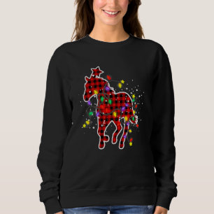 Red Buffalo Plaid Horse Christmas Pajamas Xmas Tre Sweatshirt