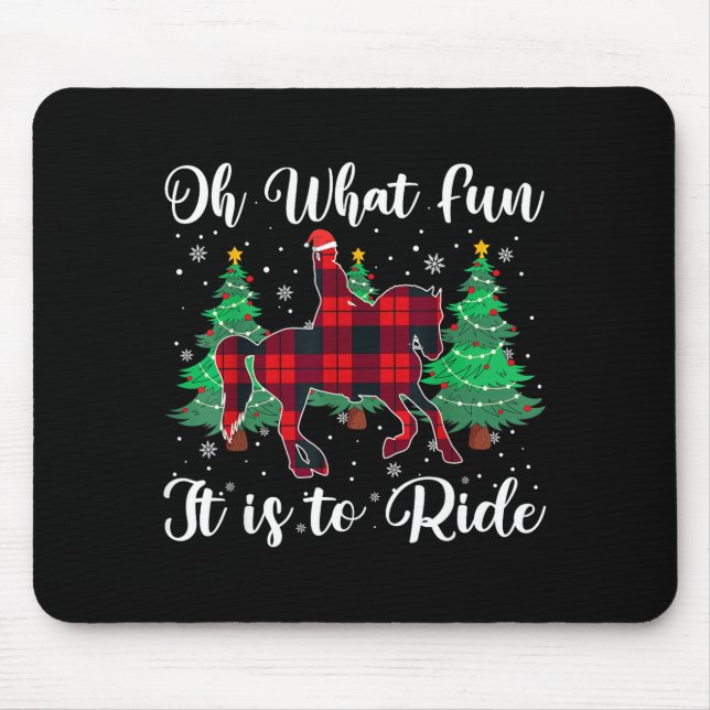 Red Buffalo Plaid Horse Oh What Fun It Is To Ride  Mouse Pad (Front)