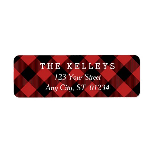 Red Buffalo Plaid II Return Address Label