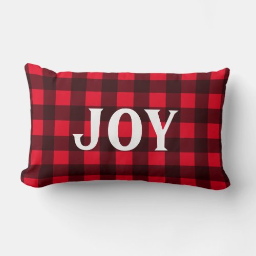 Red Buffalo Plaid Joy Christmas Pillow