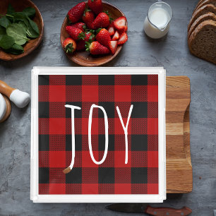Red Buffalo Plaid & Joy Happy Holiday Acrylic Tray