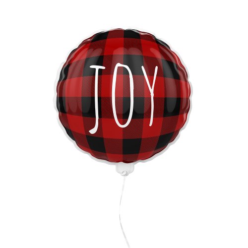 Red Buffalo Plaid  Joy  Happy Holiday Balloon