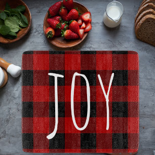 Red Buffalo Plaid & Joy Happy Holiday Cutting Board