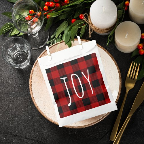 Red Buffalo Plaid  Joy  Happy Holiday Favor Bag