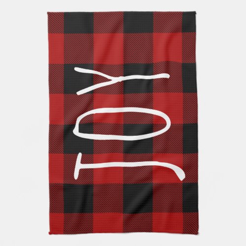 Red Buffalo Plaid  Joy  Happy Holiday Kitchen Towel