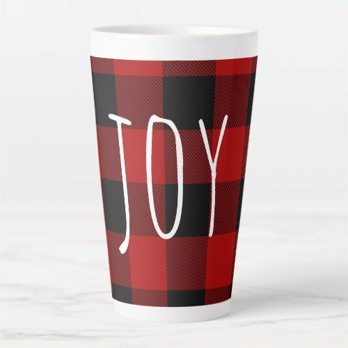 Red Buffalo Plaid  Joy  Happy Holiday Latte Mug