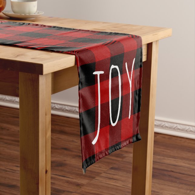 Red Buffalo Plaid & Joy | Happy Holiday Medium Table Runner (In Situ)