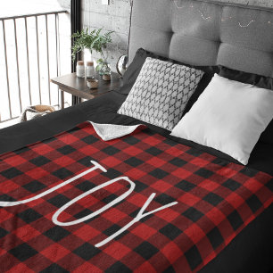 Red Buffalo Plaid & Joy Happy Holiday Sherpa Blanket