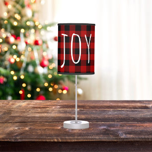 Red Buffalo Plaid & Joy   Happy Holiday Table Lamp