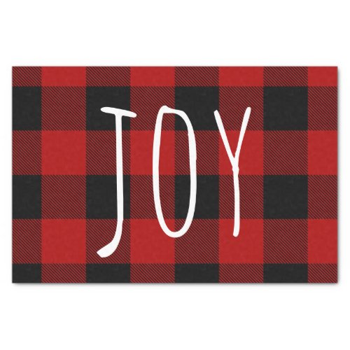 Red Buffalo Plaid  Joy  Happy Holiday Tissue Paper