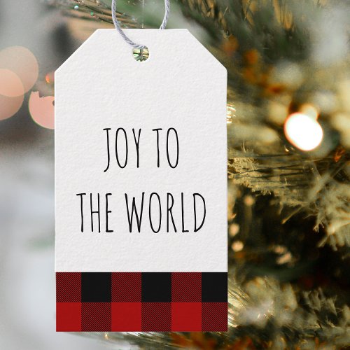 Red Buffalo Plaid  Joy to the World Christmas Gift Tags