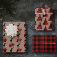 Rustic Christmas Wrapping Paper Sheets, Woodland Deer Wrapping Paper Roll, Christmas  Gift Wrap 
