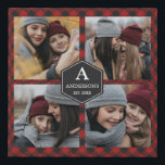 Red Buffalo Plaid Lumberjack Family Photo Collage Faux Canvas Print<br><div class="desc">Upload your favorite photos to make your own unique personalized photo gift.</div>
