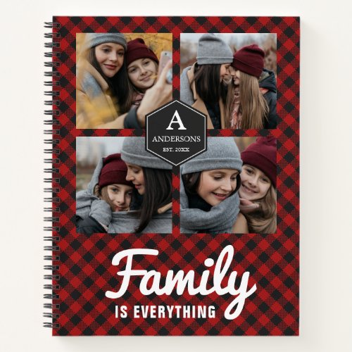 Red Buffalo Plaid Lumberjack Family Photo Collage Notebook