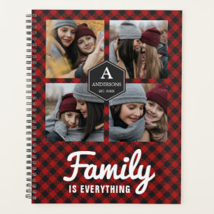 Red Buffalo Plaid Lumberjack Family Photo Collage Planner