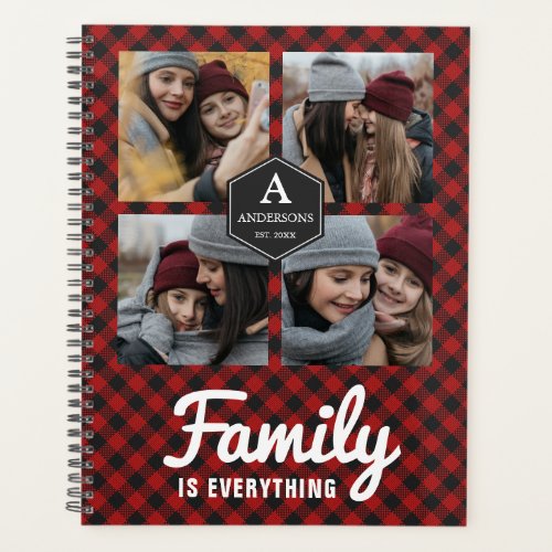 Red Buffalo Plaid Lumberjack Family Photo Collage Planner