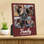 Red Buffalo Plaid Lumberjack Family Photo Collage Plaque<br><div class="desc">Upload your favorite photos to make your own unique personalized photo gift.</div>