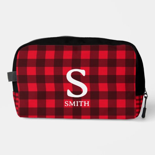 Red buffalo plaid lumberjack pattern toiletry bag 