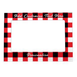 Red Buffalo Plaid Lumberjack Rustic Personalized Magnetic Frame