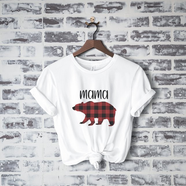 Red Buffalo Plaid Mama Bear Holiday Gift T-Shirt (Creator Uploaded)