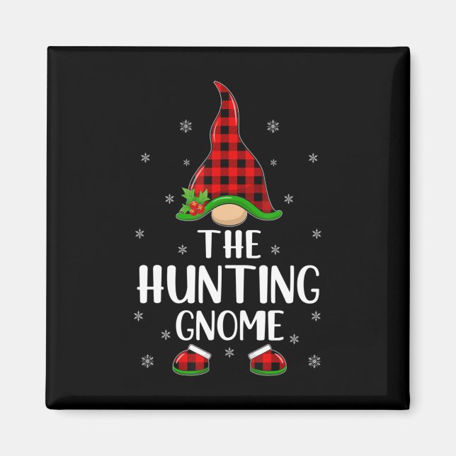 Red Buffalo Plaid Matching The Hunting Gnome Chris Magnet (Front)