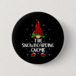 Red Buffalo Plaid Matching The Snowboarding Gnome  Button